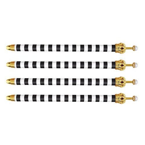 Cabana Stripes Crown Pen - Set of 12 | Giftable Pens | Novelty Office Desk Supplies