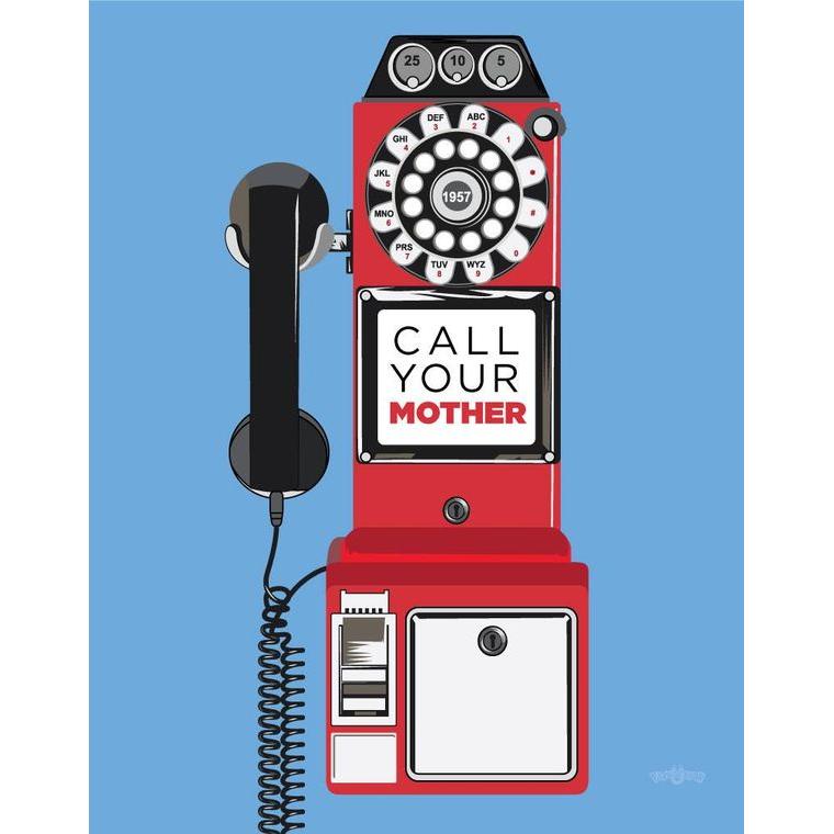 Call Your Mother Payphone 2.5" x 3.5" Vintage Art Magnet