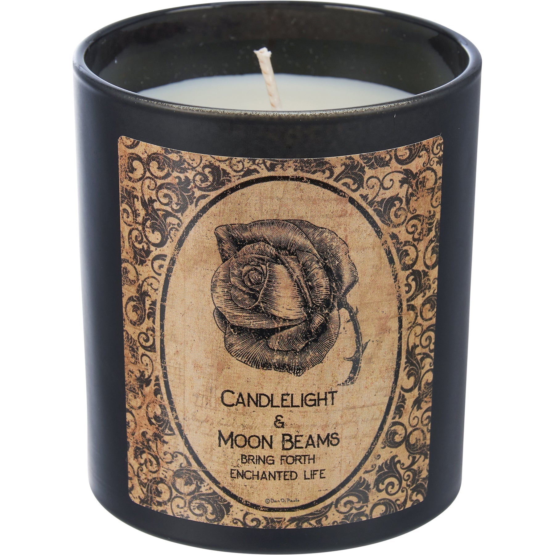 Candlelight & Moon Beams Jar Candle | Rose in Frosted Black Glass | 35hrs Burn Time