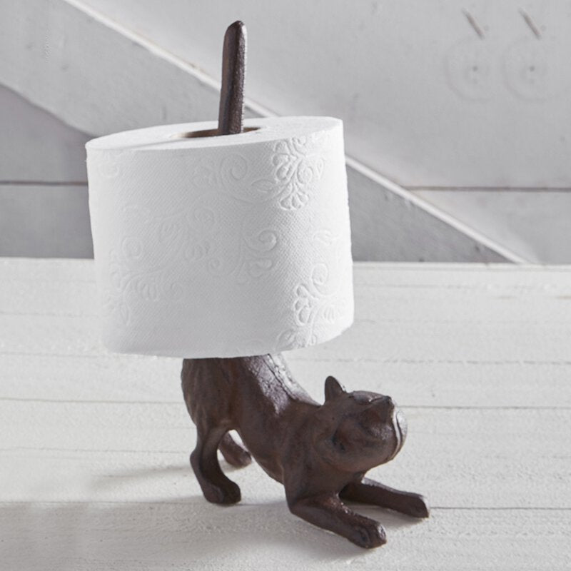 Cat Butt Cast Iron Tissue Holder | 9.5" Tall | Real Cast Iron, Virtually Indestructible