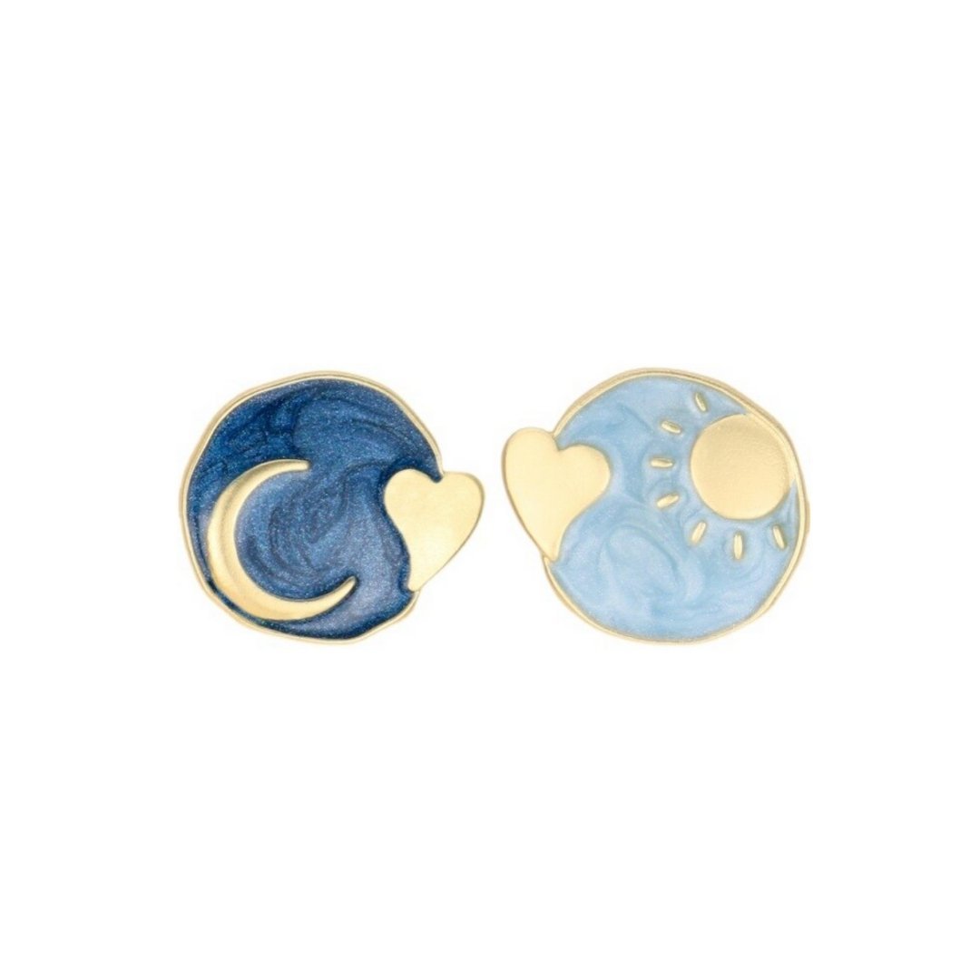 Celestial Blues Gold Post Earrings