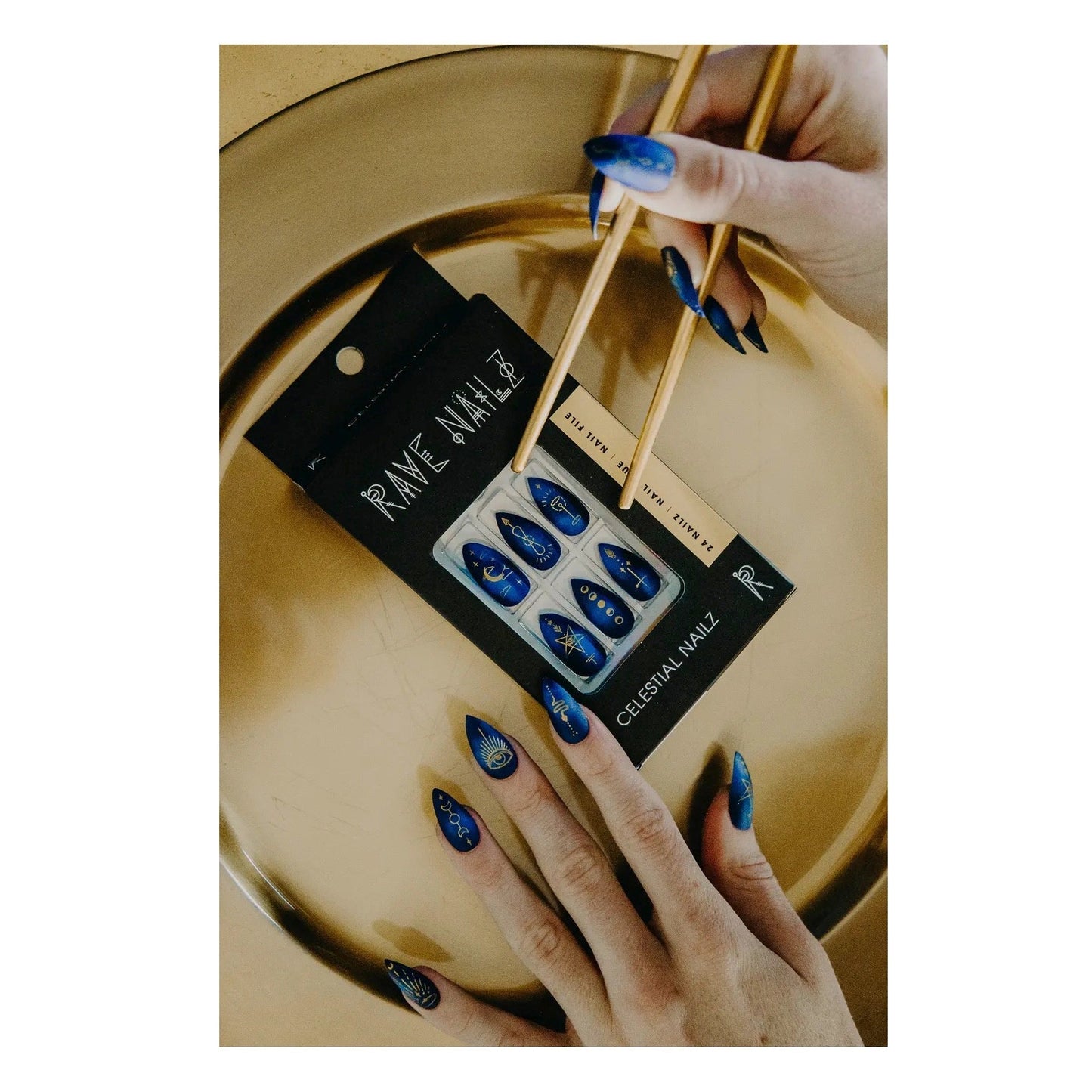 Celestial Nailz in Dark Blue | Press On Nail Kit Includes 24 Nails