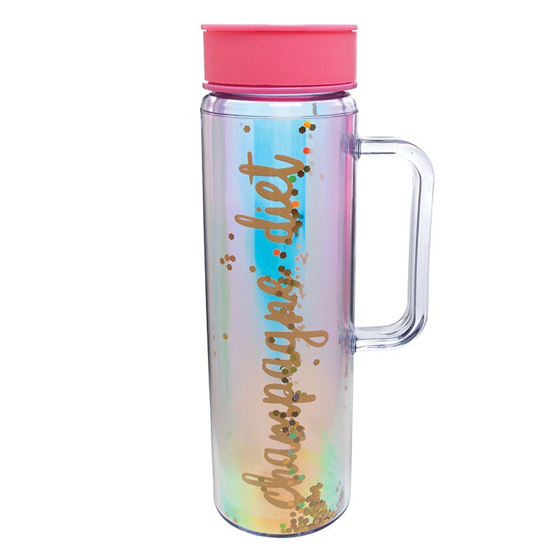 Champagne Diet Iridescent Mason Water Bottle | Double-Wall Acrylic