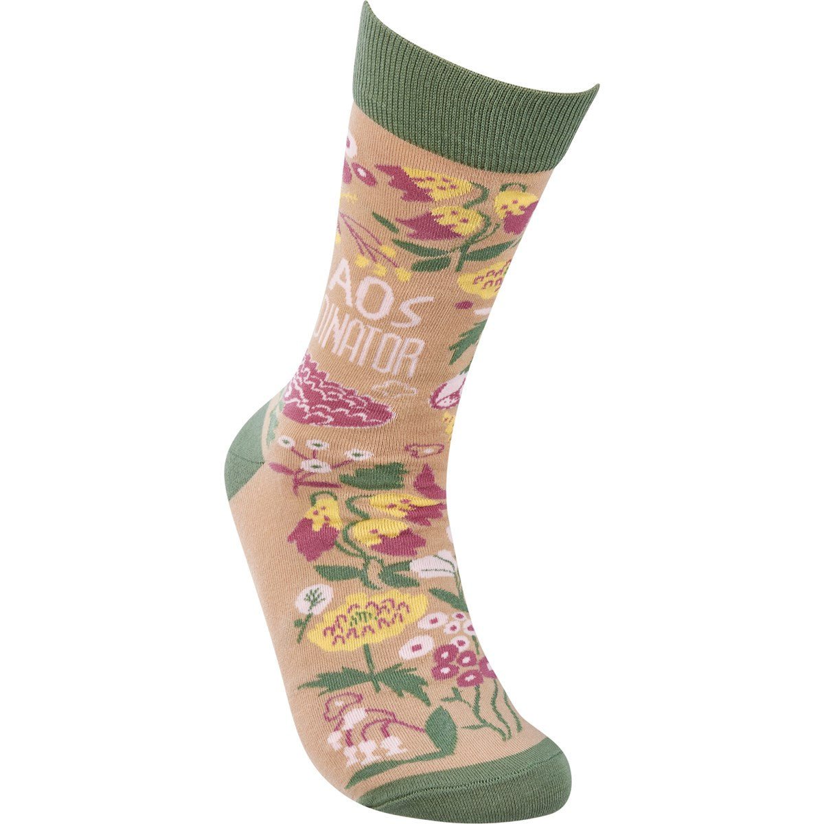 Chaos Coordinator Funny Socks in Green and Floral