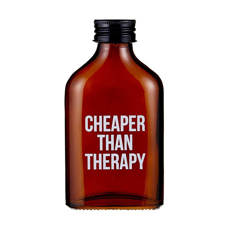 Cheaper Than Therapy Amber Mini Flask | Glass