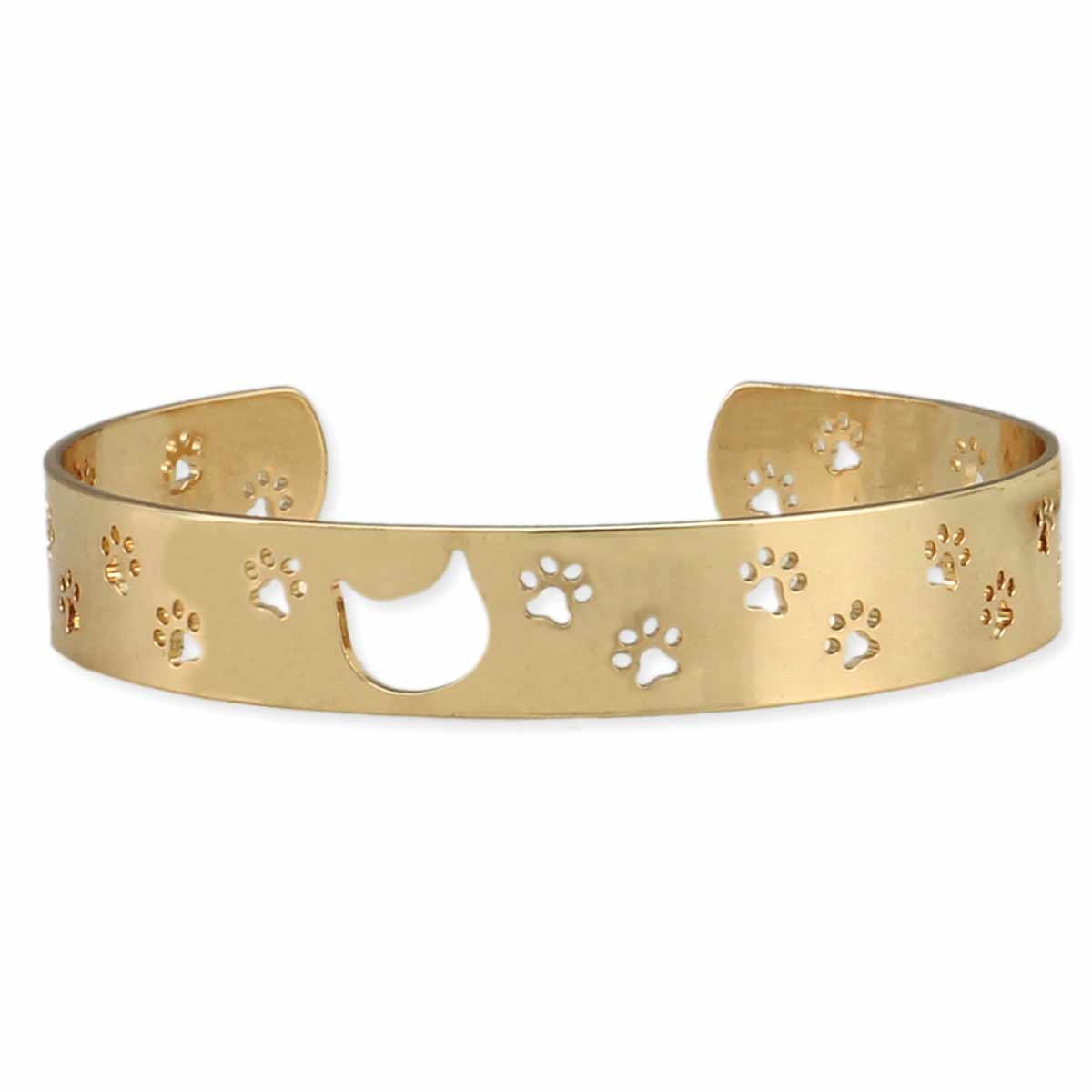 Classy Cat Lady Gold Cutout Cuff Bracelet