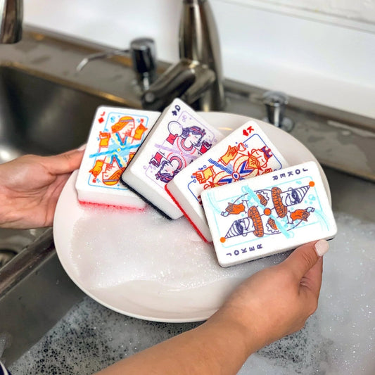 Clean House Playing Card Kitchen Sponges | Set of 4