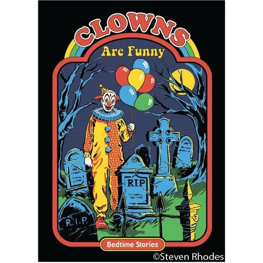 Clowns Are Funny Bedtime Stories Magnet | '80s Children's Book Style Satirical Art | 2" x 3"