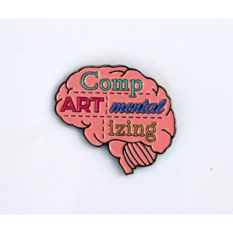 Compartmentalizing "Art" Brain Enamel Lapel Pin | Artist Statement Piece