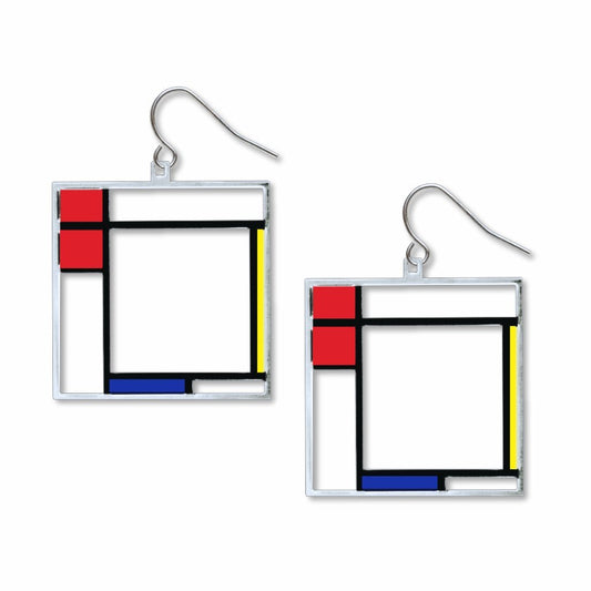 Composition Geometric Square Earring | Piet Mondrian Inspired