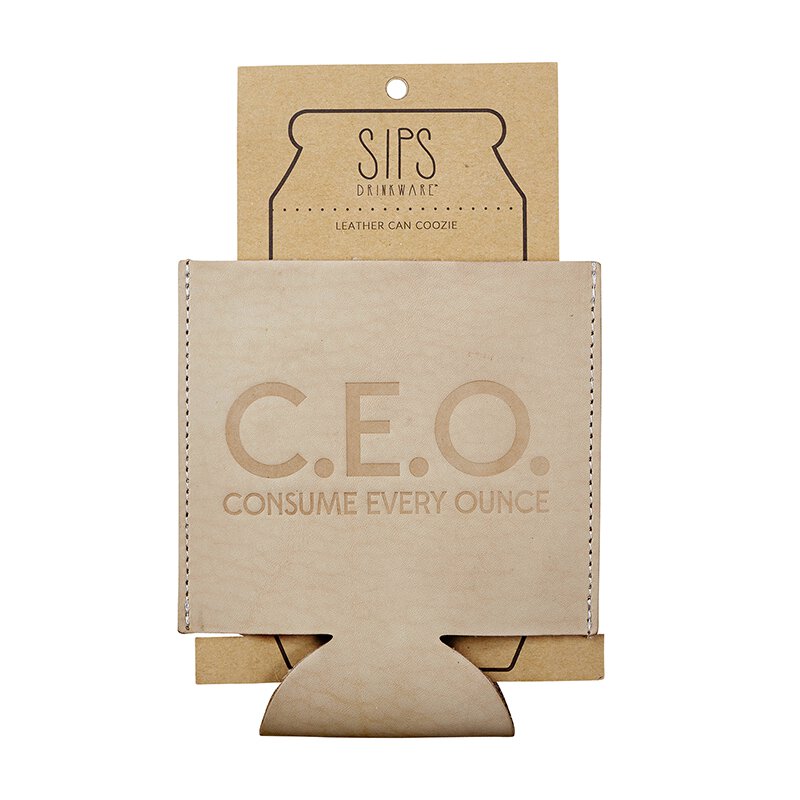 Consume Every Ounce CEO Leather Coozie | Bottle/Can Sleeves