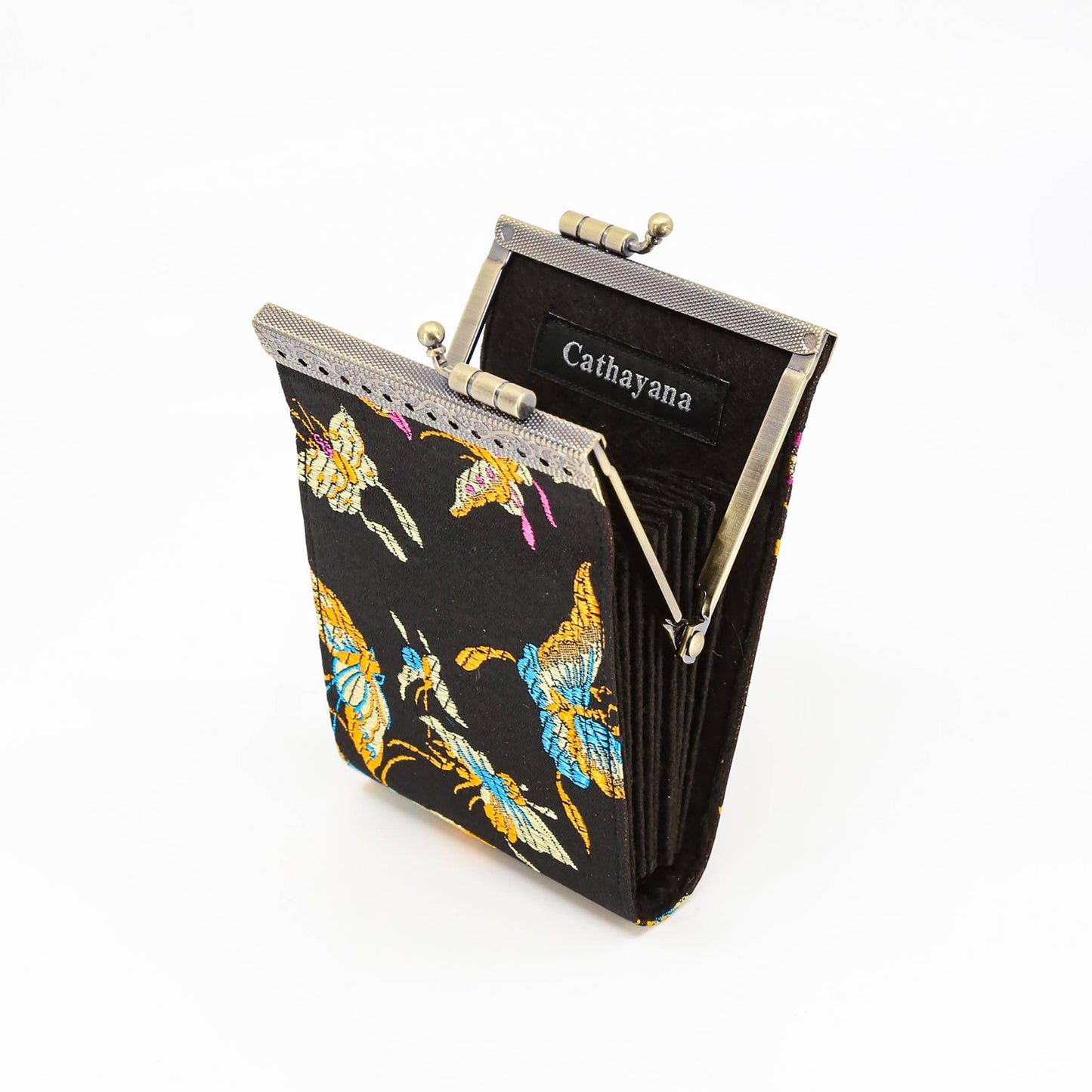 Credit Card Holder in Black and Butterfly | 10 Slots | RFID Blocking
