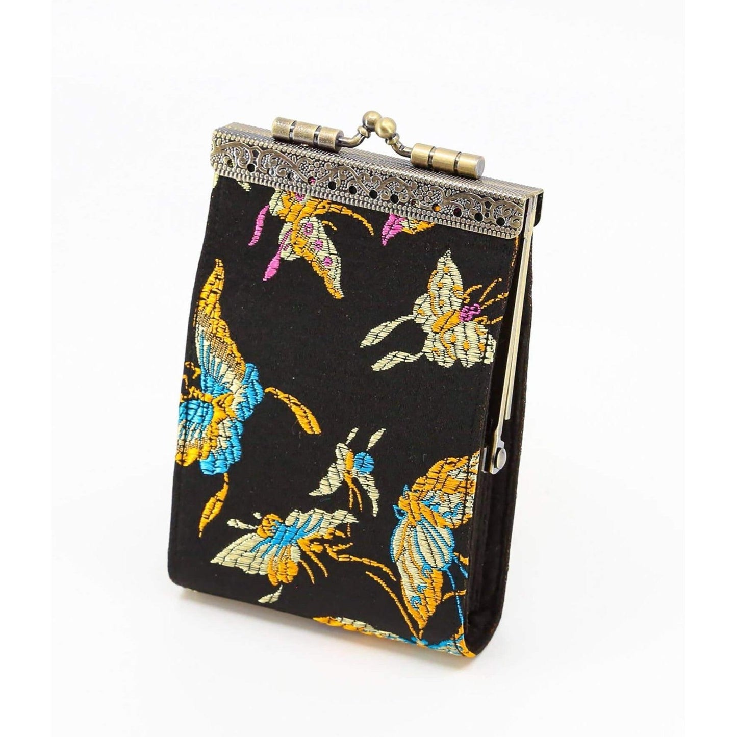 Credit Card Holder in Black and Butterfly | 10 Slots | RFID Blocking
