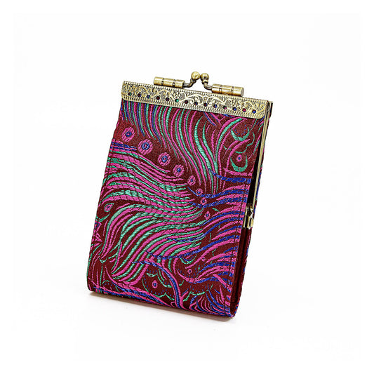 Credit Card Holder in Purple and Blue Peacock | 10 Slots | RFID Blocking