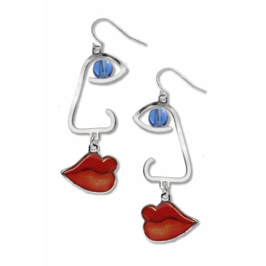 Cubist Profile Sapphire Bead Earrings