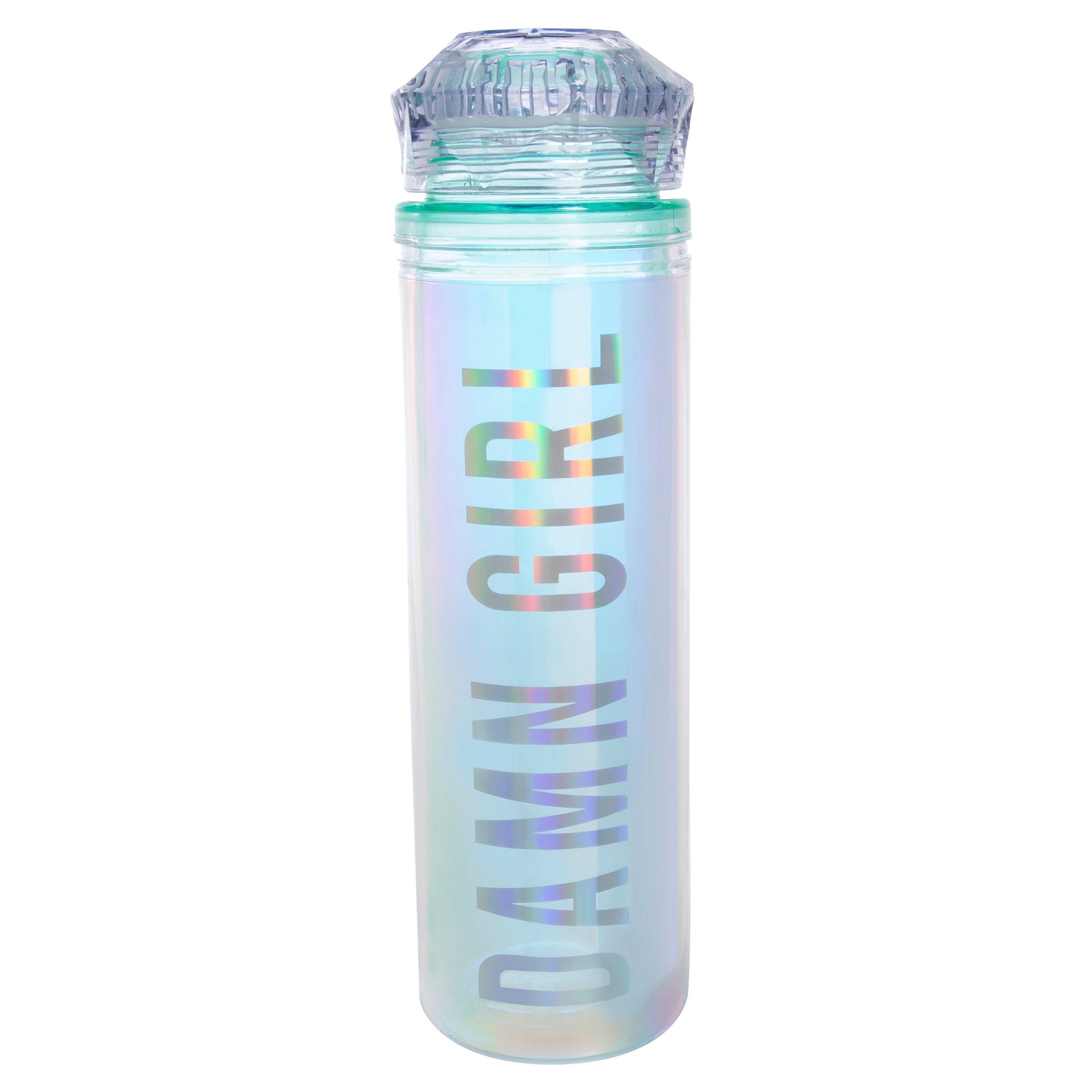 DAMN GIRL Iridescent Rainbow Water Bottle | 20 oz | Diamond Shaped Lid