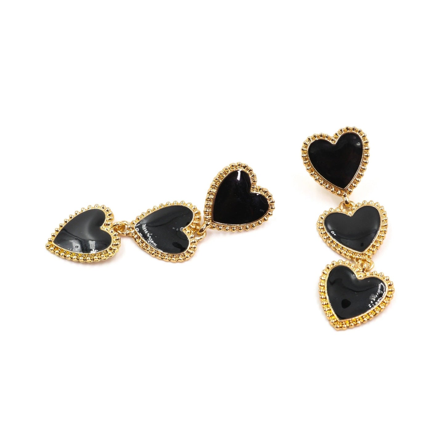 Dark Heart Drop Earrings in Black