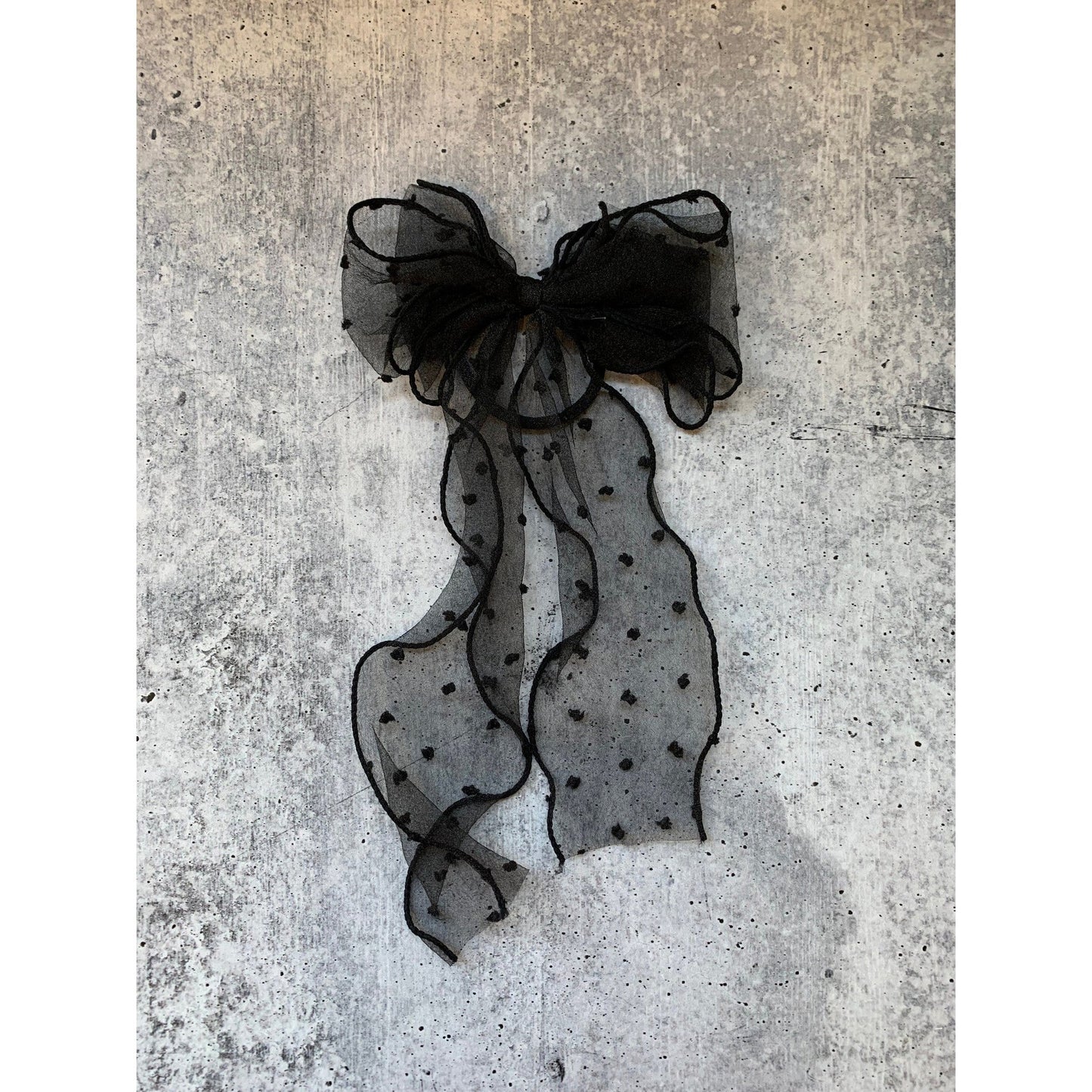 Delicate Black Dot Hair Bow with Hair Elastic