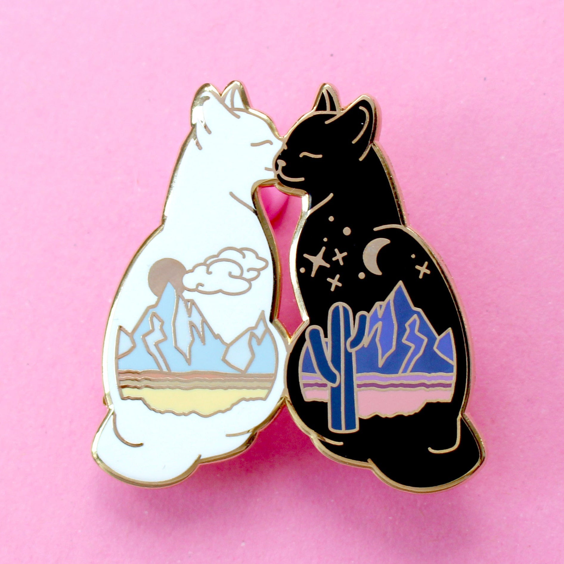 Desert Cats Kissing Enamel Pin | Artist-Designed Hard Enamel Pin