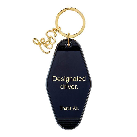 Designated Driver Motel Style Keychain in Black with Gold Hardware
