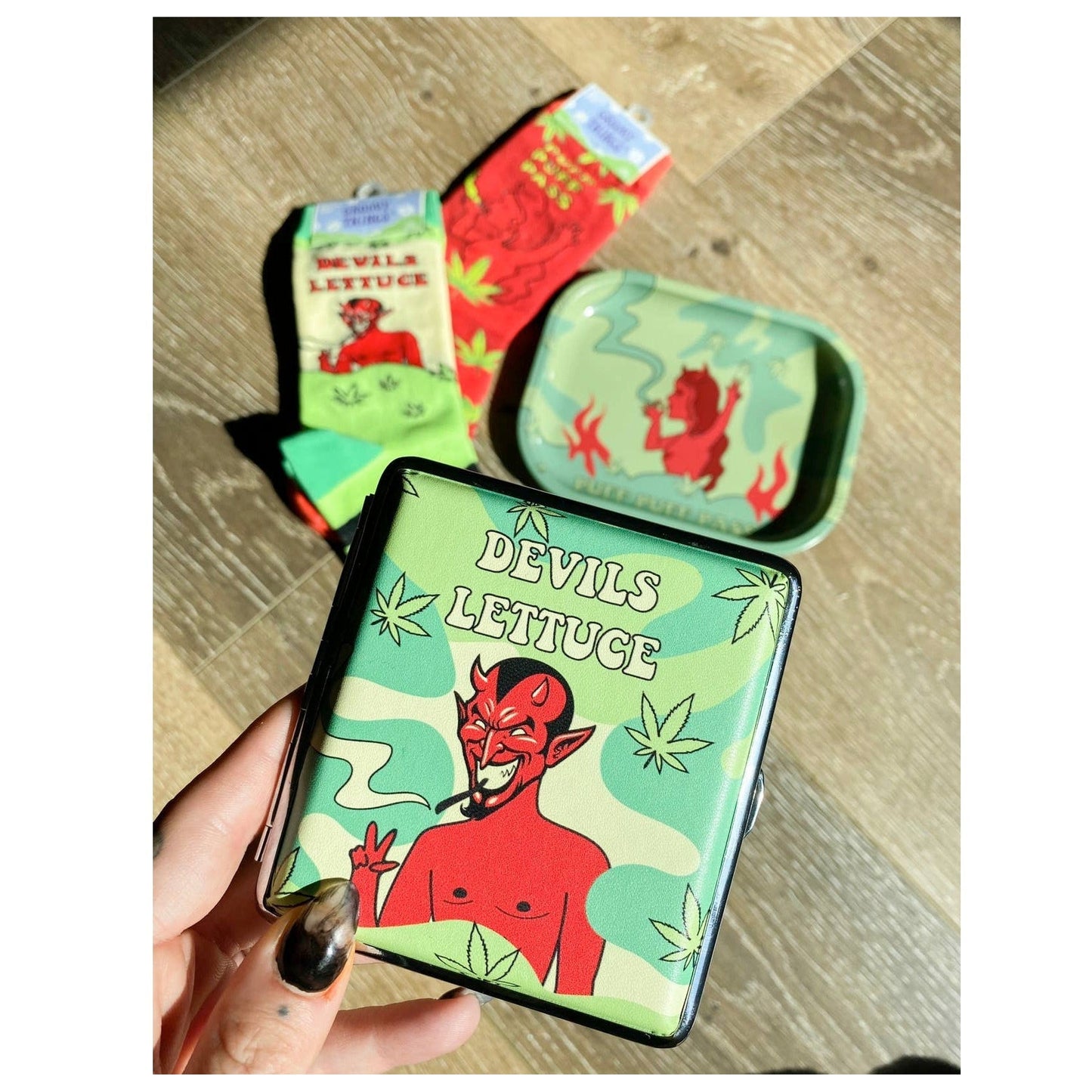 Devil's Lettuce Blunt Case | Illustrated Smoking Supplies Holder 4" x 4"