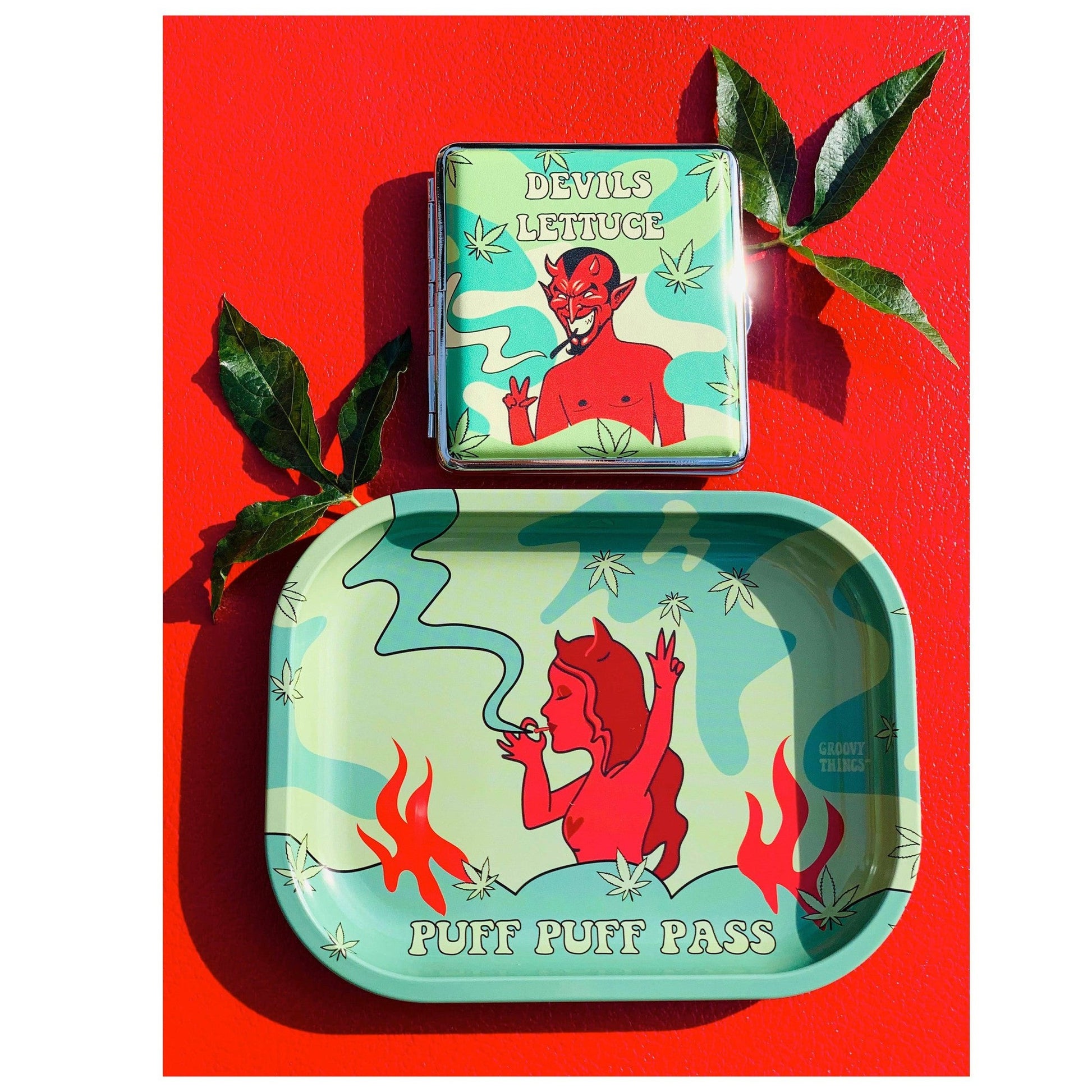 Devil's Lettuce Blunt Case | Illustrated Smoking Supplies Holder 4" x 4"