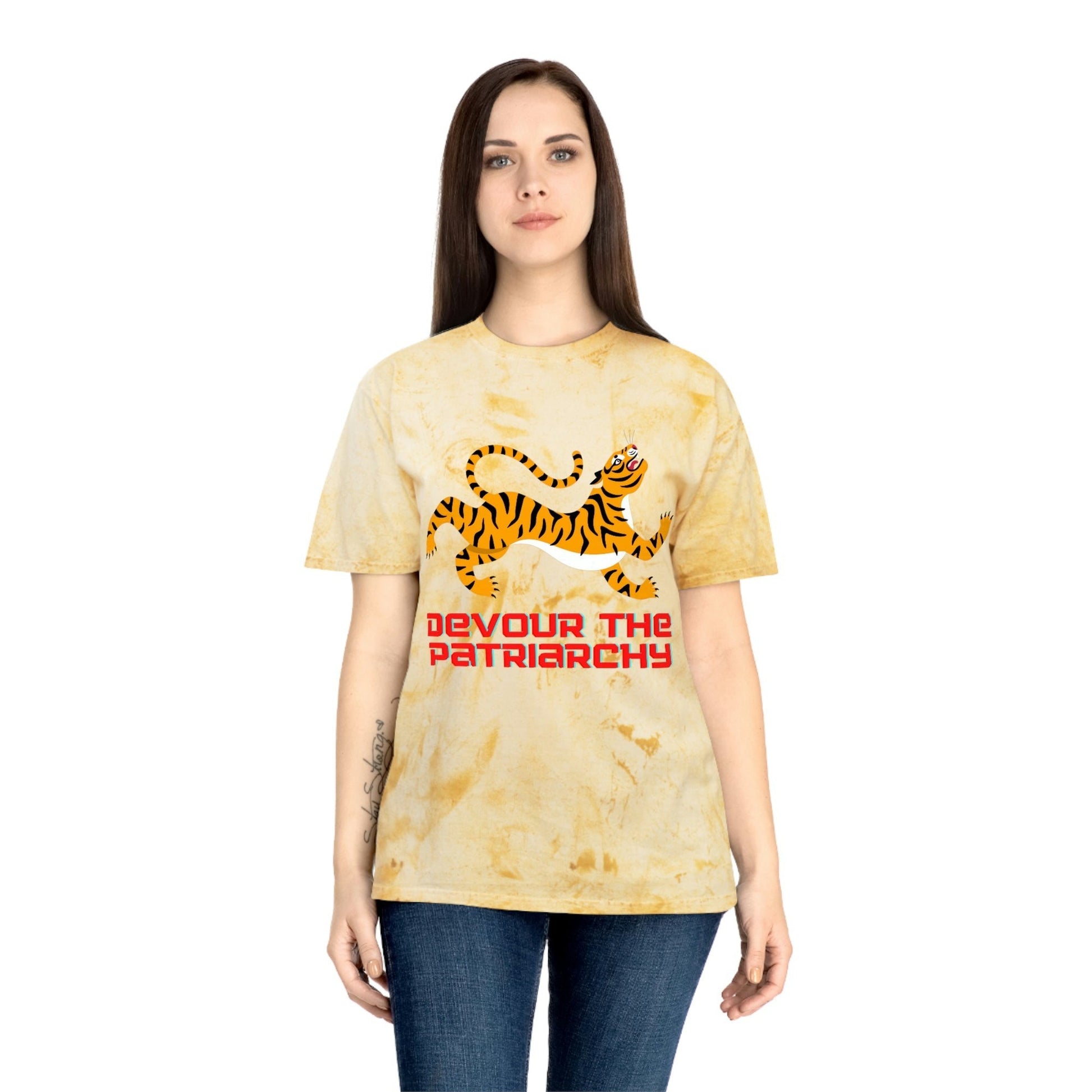 Devour the Patriarchy Feminist Tiger Unisex Color Blast T-Shirt