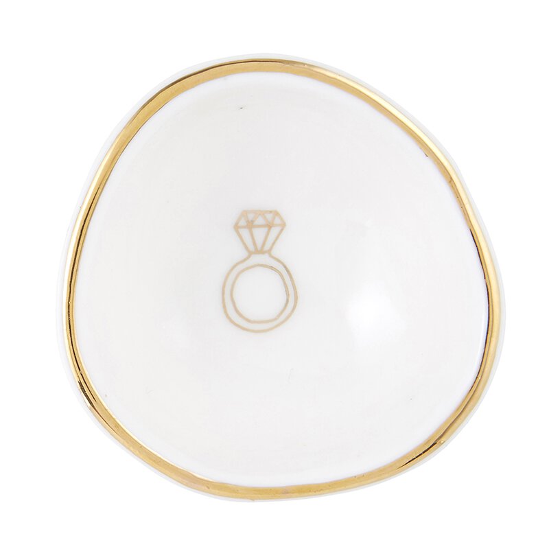 Diamond Ring Ceramic Bowl Dish Tray | Ring Dish for Nightstand or Dresser