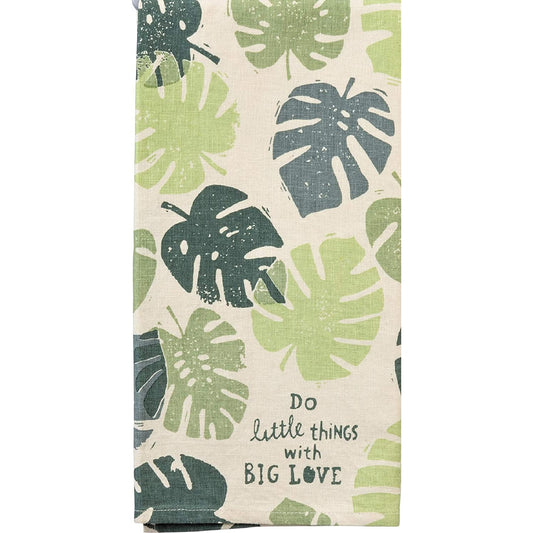 Do Little Things With Big Love Monstera Dish Cloth Towel | All-Over Botanical Leaf Design | 20" x 26"