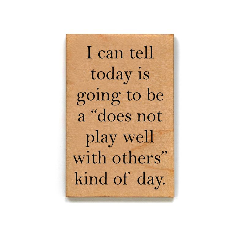 Does Not Play Well With Others Funny Wood Refrigerator Magnet | 2" x 3"