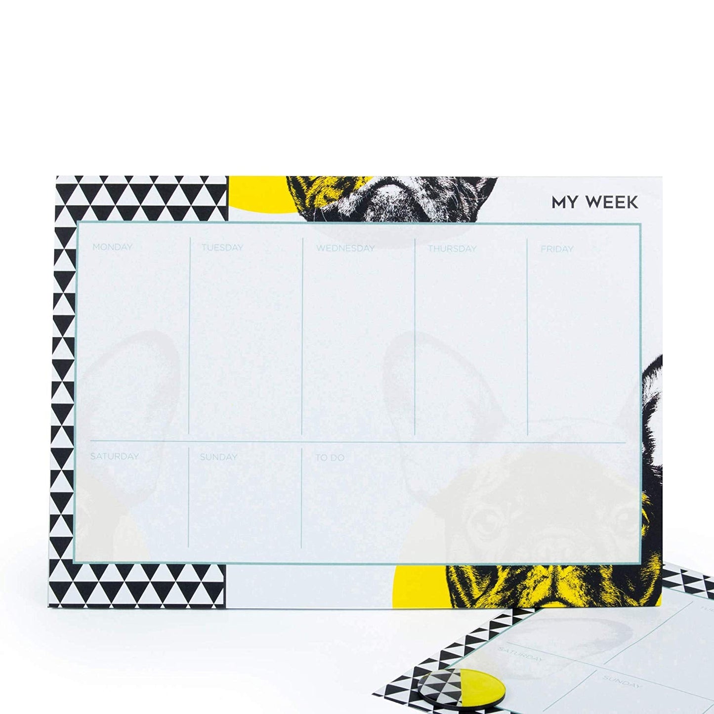 Dog Lover Weekly Planner Pad | Undated 52 Page Desk Organizer with 2 Magnets