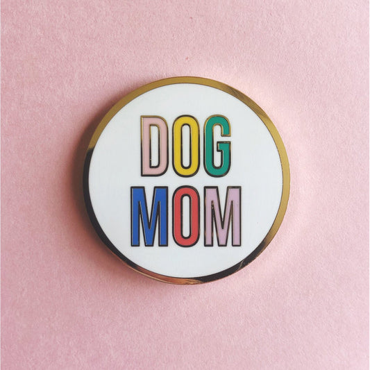 Dog Mom Brass Lapel Pin with Gold Plating