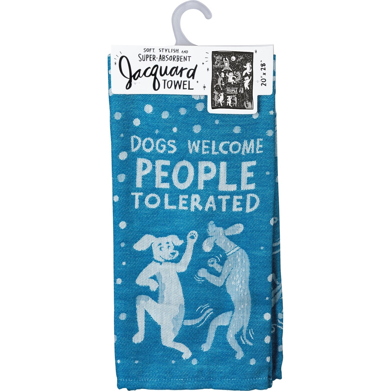 Dogs Welcome People Tolerated Dish Cloth Towel | Novelty Tea Towel | Cute Kitchen Hand Towel | 20" x 28"