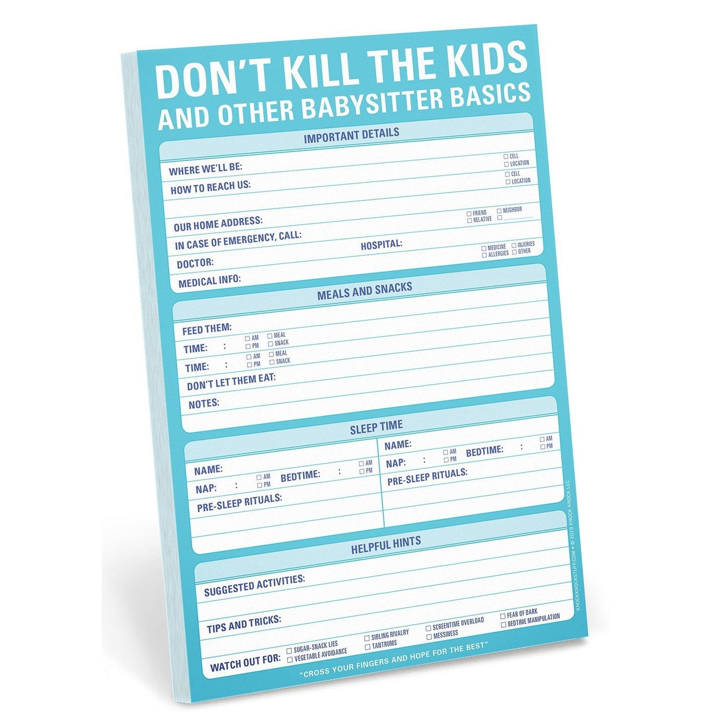 Don’t Kill the Kids and Other Babysitter Basics Notepad Stationery