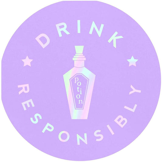 Drink Responsibly Silver Iridescent Potion Round Party/Beverage/Cocktail Napkins