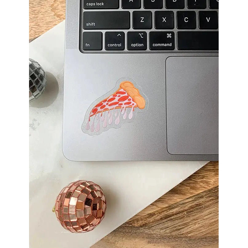 Drippy Pizza Die Cut Sticker on Transparent Background