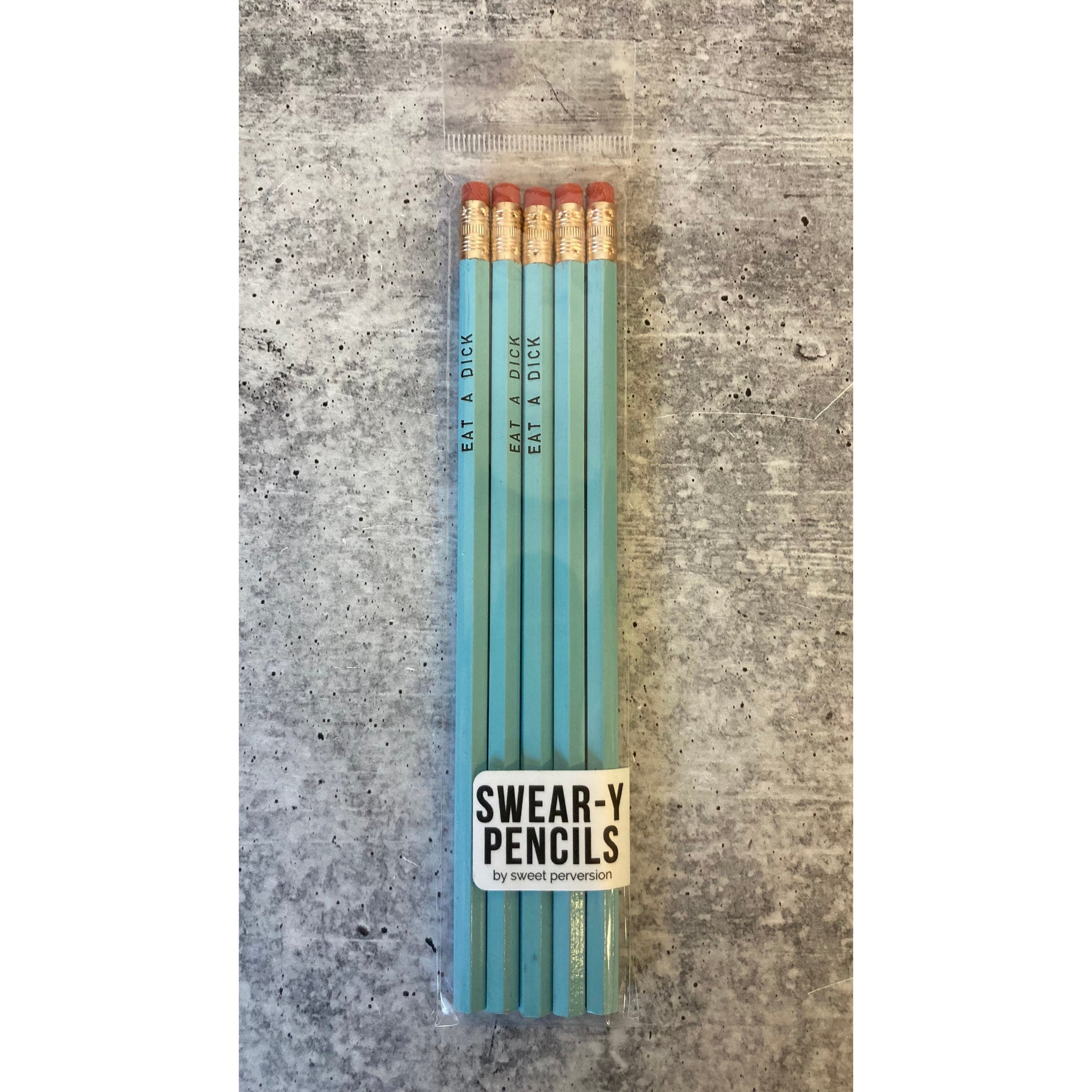 Eat A Dick Pencil Set in Blue | Set of 5 Funny Sweary Profanity Pencils