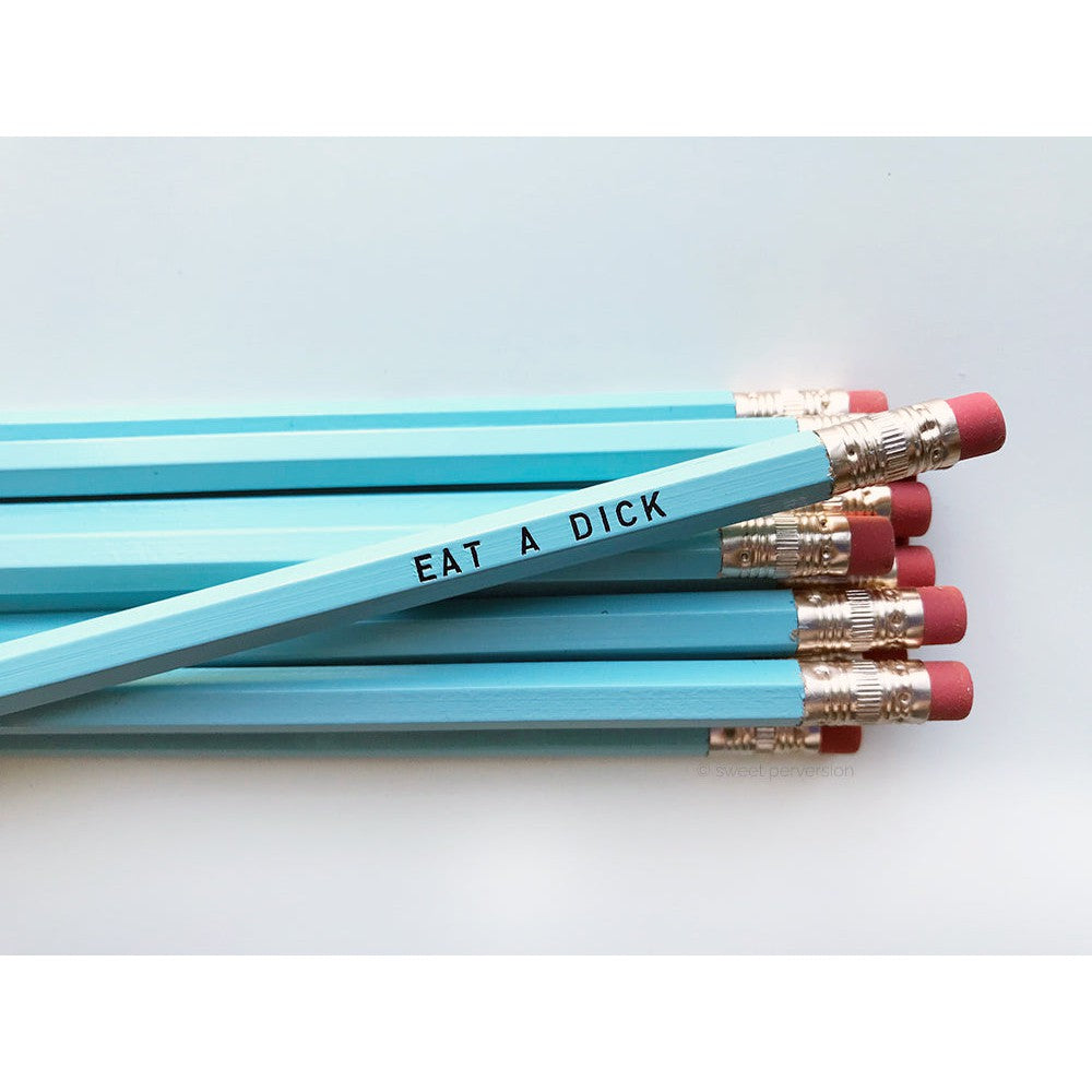 Eat A Dick Pencil Set in Blue | Set of 5 Funny Sweary Profanity Pencils