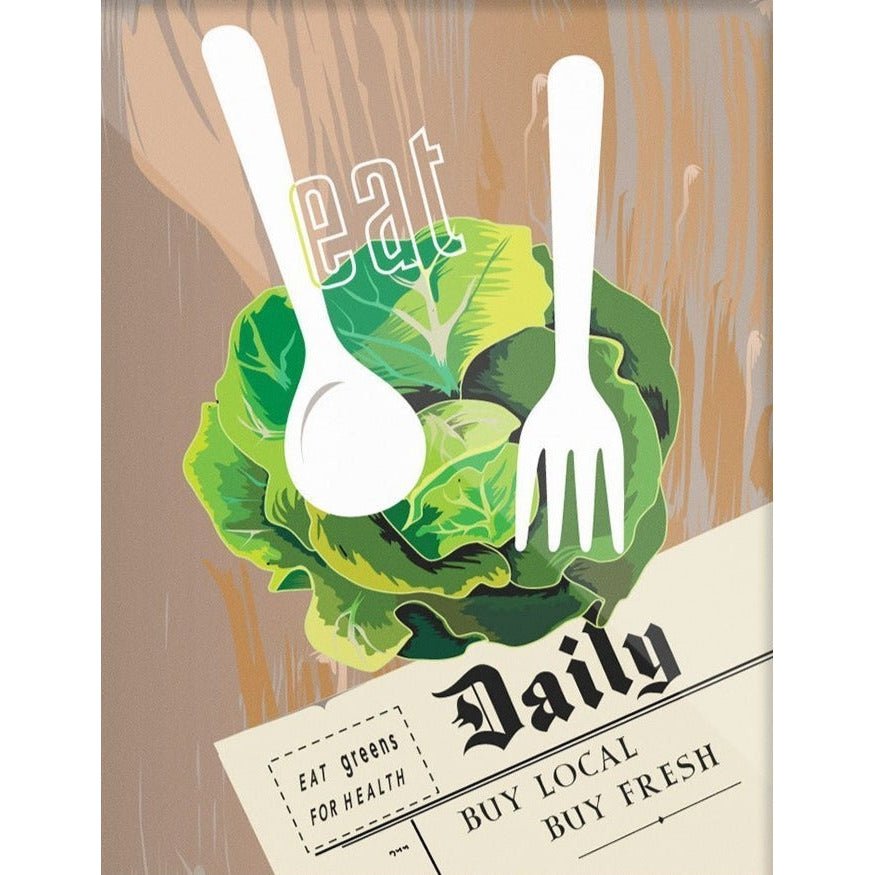 Eat Fresh Greens Daily 2.5" x 3.5" Vintage Art Magnet