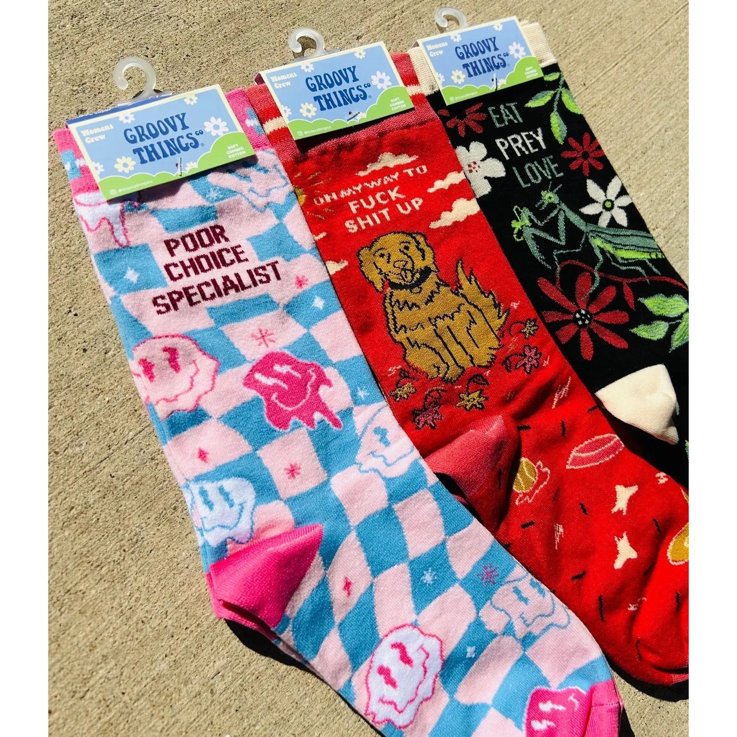 Eat Prey Love Women's Socks Featuring Mantis Motif