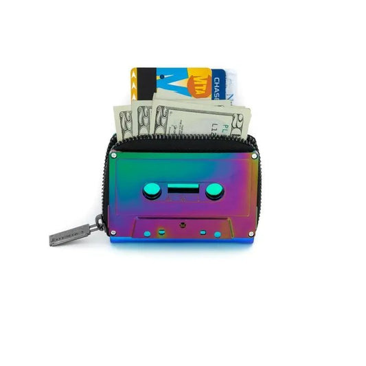 Electro Black Retro Cassette Tape Zip Wallet | '80s Retro Mix Tape Theme