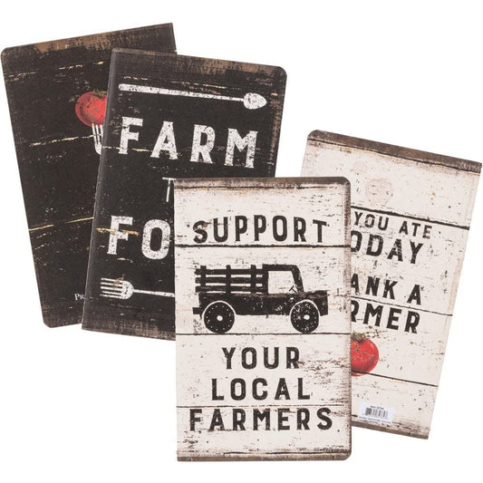 Farm To Fork / Support Your Local Farmers Large Rustic Notebooks | Set of 2