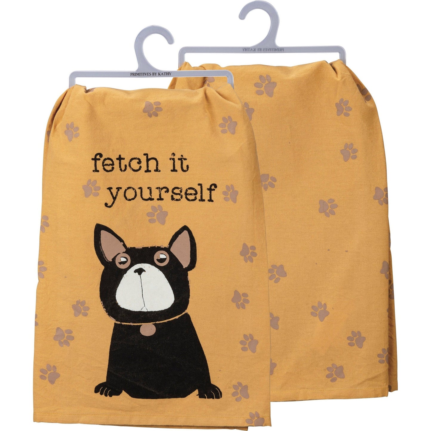 Fetch It Yourself Dish Cloth Towel | Novelty Silly Tea Towels | Cute Kitchen Hand Towel | Pets, Dogs, Paw Print | 28" Square