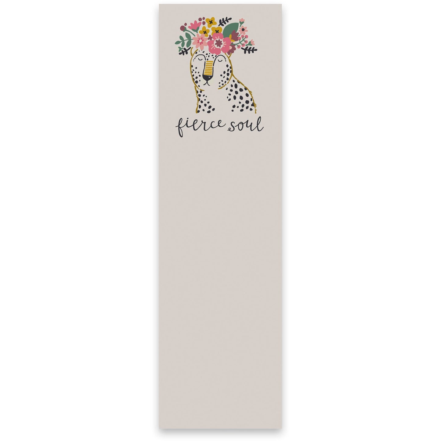 Fierce Soul Cheetah With Floral Crown Design List Notepad | 9.5" x 2.75" | Holds to Fridge with Strong Magnet