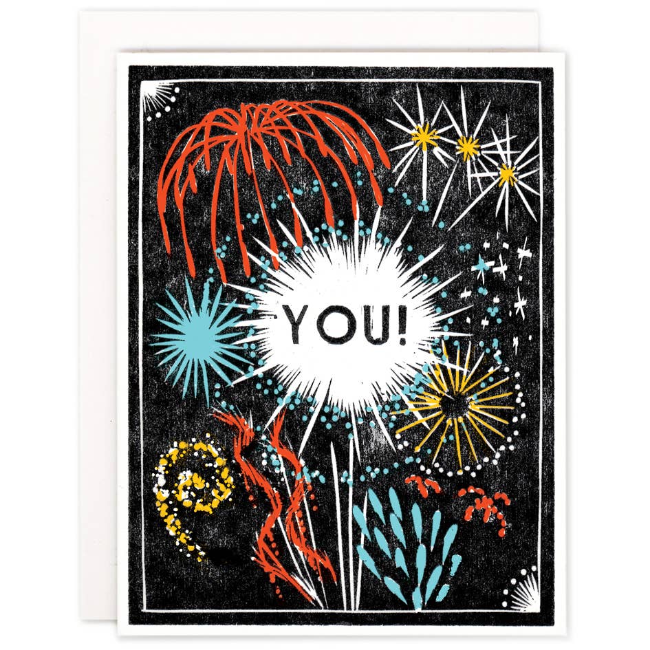 Fireworks For You Indigo Printed Card