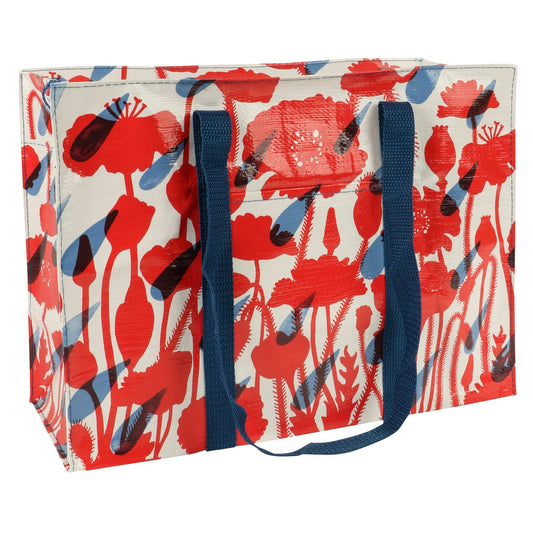Flower Shower Shoulder Tote in Red and Blue