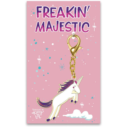 Freakin' Majestic Unicorn Hard Enamel Keychain or Handbag Charm | On a Gift Card