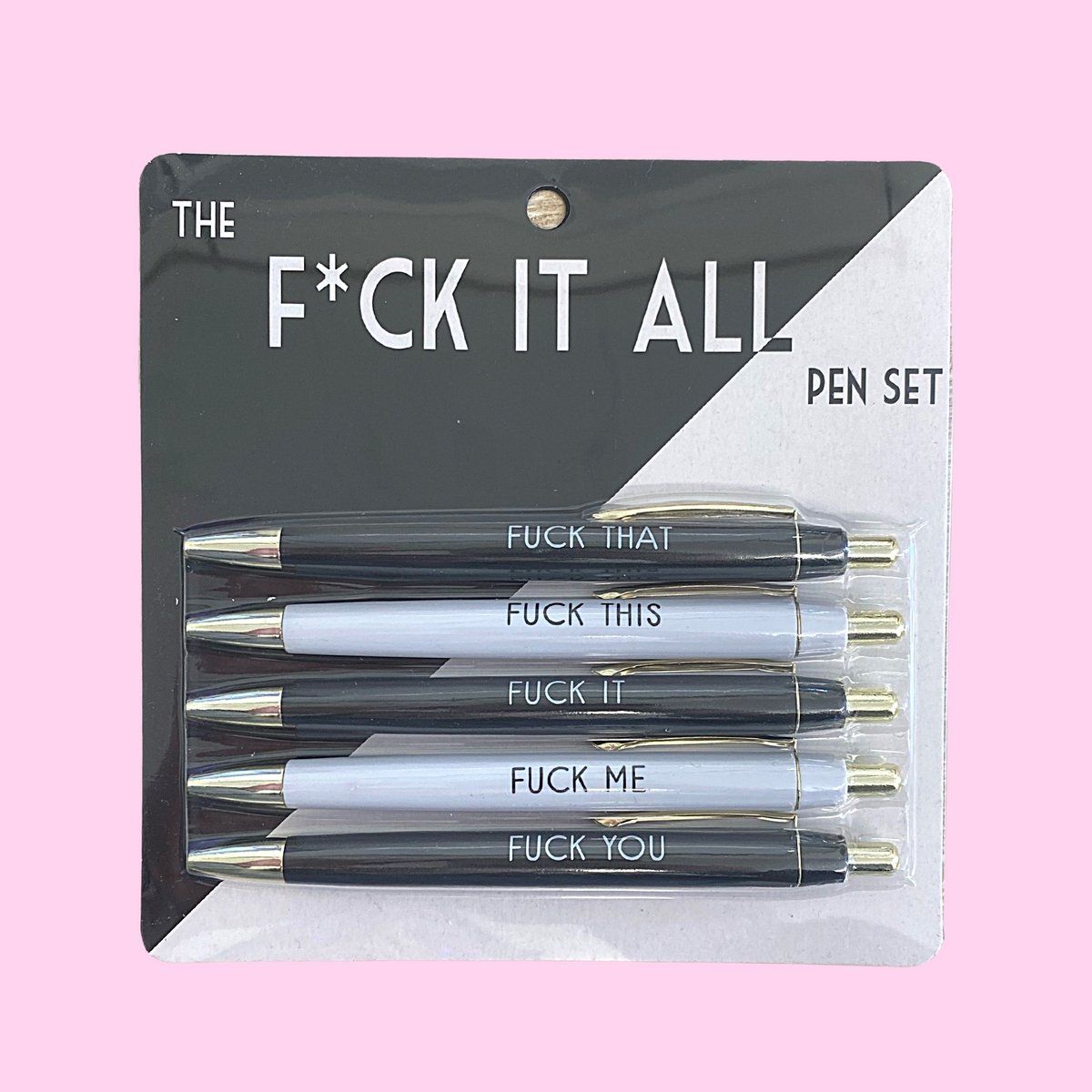 Fuck It All Pen Black Ink Pen Set - 5 Pens with Gold Hardware