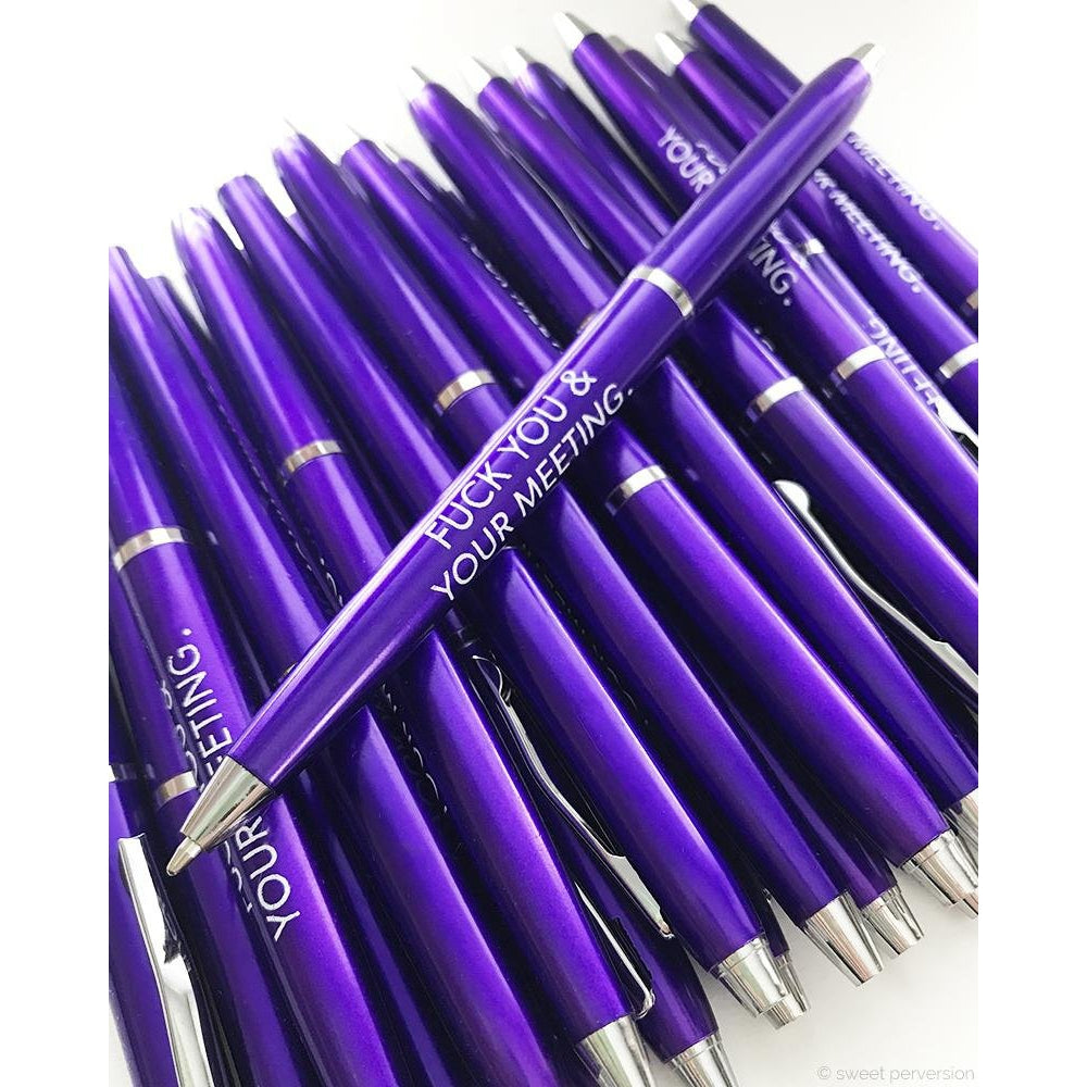 Fuck You & Your Meeting Pen Set in Purple  Set of 3 Funny Sweary Prof –  The Bullish Store