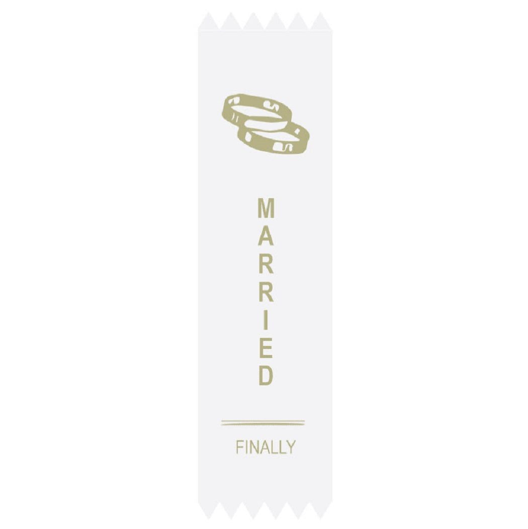 Married Finally Adulting Award Ribbon on Gift Card